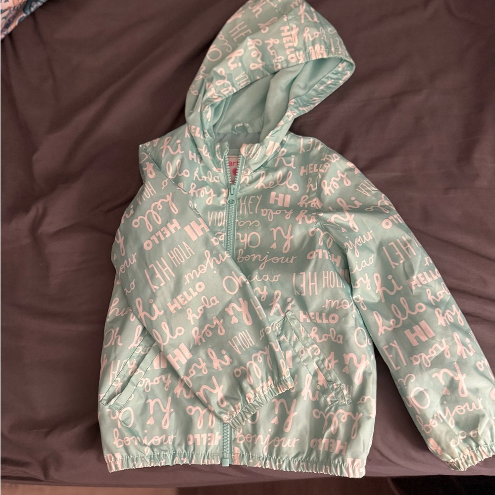 Kids Mint Green Hoodie with Pink Lettering